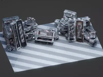 Sci-Fi Crate Box Sci Fi Pack Bundle Kitbash  Pack