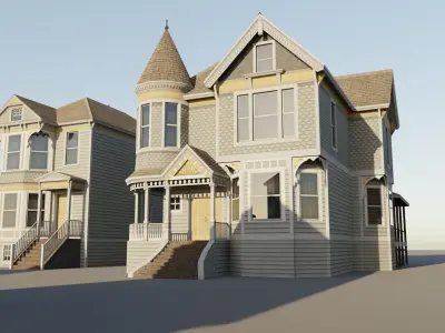 American Queen Anne Houses - Classic US Pack Low-poly 3D model