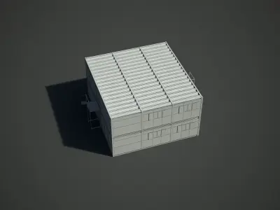 Site Cabins - Large group Low-poly 3D model