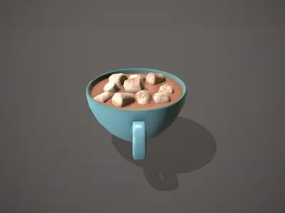 Hot Chocolate Light Blue Cup Low-poly 3D model