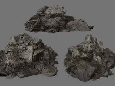 Rock Set Low-poly 3D model shop