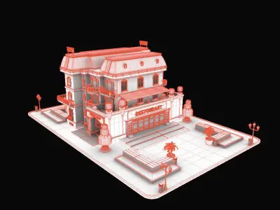 Model STYLIZED BUILDING Hotel 2 3D model