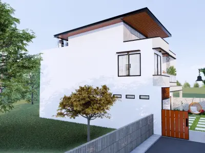 2 Floor and Rooftop Modern House Design Full Interior Furnish 3D model