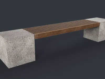 Modern Outdoor Bench 75 PBR Game Ready Low-poly 3D model
