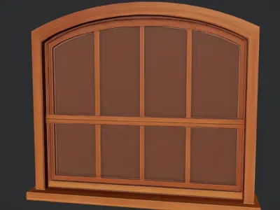 arched wooden window frame 3D model