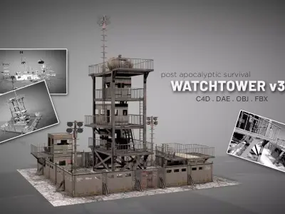 Post Apocalyptic Survival Watchtower v3 3D model