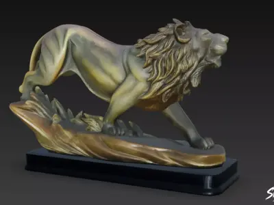 Lion Statue V51 Low-poly 3D model