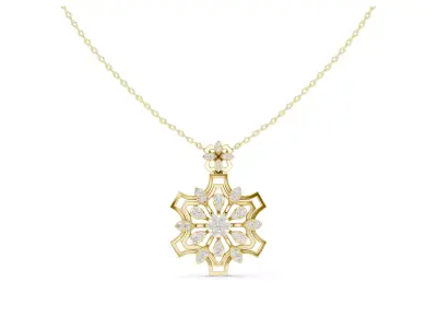Geometric Floral Diamond Pendant Luxury Star Flower Necklace CAD 3D print model