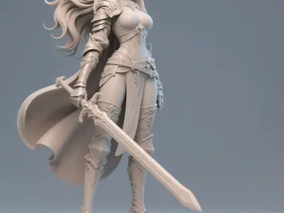 Heroic Armored Female Warrior  3D print model
