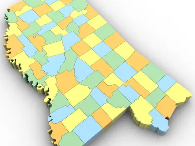 Mississippi Political Map 3D model