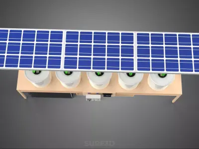 IOT SOLAR PANEL HYDROPONIC AEROPONIC PLANT DUTCH BUCKET SYSTEM 3D model