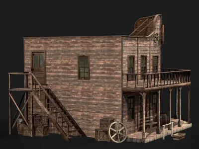 WESTERN BUILDING 001 Low-poly 3D model