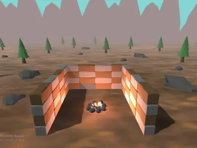 Woods cabin in Low-poly 3D model