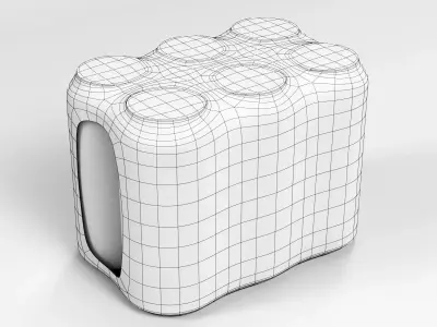 6 Pack 440ml cans in a plastic shrinkwrap 3D model