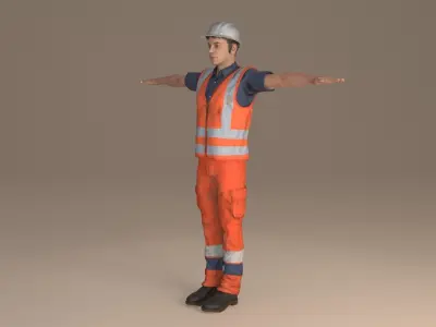 Worker Rigged Low-poly 3D model