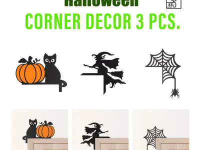Halloween Door Corner Decor Set  3 pcs 3D print model