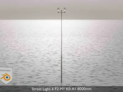 Street Light 6 F2 M1 K0 A1 8000mm  Low-poly 3D model