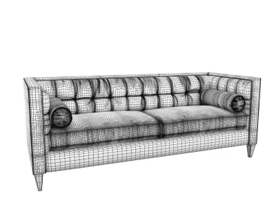 Jodi velvet sofa with wooden legs 3D model