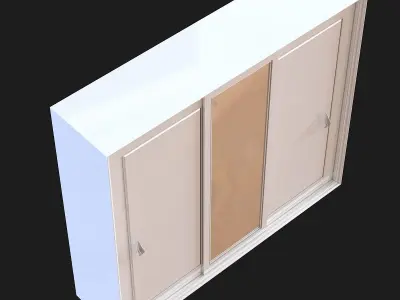 closet cabinet with two doors and mirror 3D model