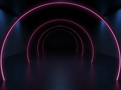 Neon sci fi studio scene 3D model