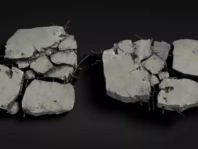Broken Concrete Rubble Pack - 21 Assets PBR Game Ready Low-poly 3D model