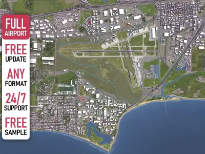 Santa Barbara Airport Low-poly 3D model
