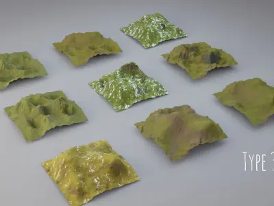 Huge Terrain Pack and Mountain Material Generator Low-poly 3D model