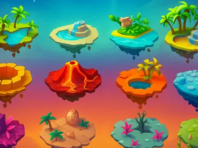 Island 3D Low-poly 3D model