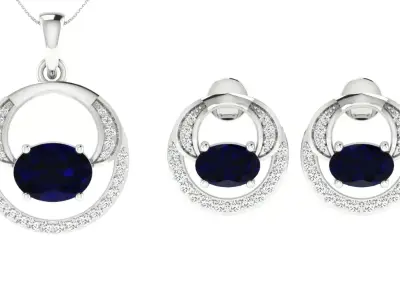 Earring Pendant Set 3dm STL OBJ FBX Render Details 3D print model order