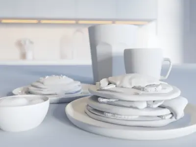 Breakfast Pancake Scene 3D model