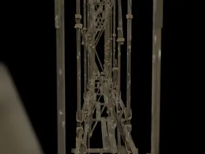 Wooden scaffold tileable set Low-poly 3D model