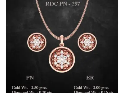 51 Light Wt Pendant Earrings set 3dm stl 3 view renders 3D print model