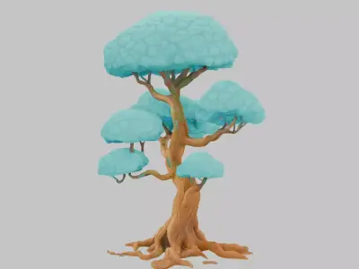 Whimsical Azure Tree Low-poly 3D model