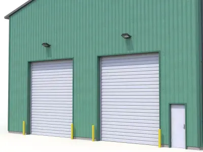 Green Industrial Building 27 PBR Low-poly 3D model