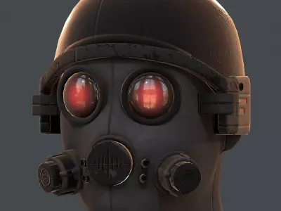 Gas mask helmet 3d model scifi Low-poly  Low-poly 3D model