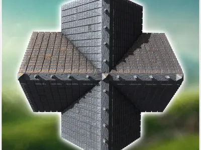 Gothic medieval building with spikes ornamented walls and round  3D print model
