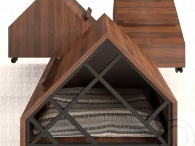 Grid pet House Low-poly 3D model
