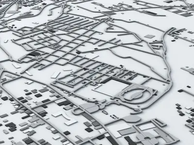 Pompei Area Buildings and Road Networks 3D model
