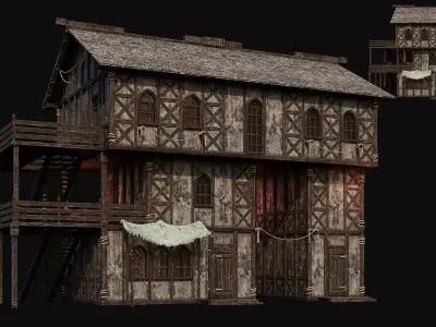 MEDIEVAL 03 with INTERIORS 4K TEXTURES Low-poly 3D model