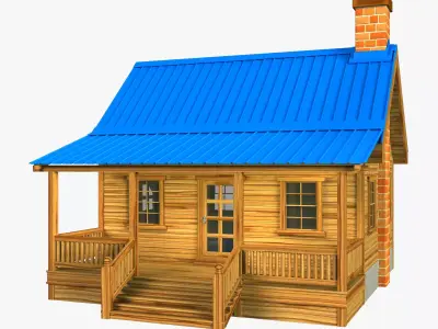Wooden house V01 Low-poly 3D model
