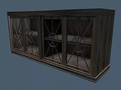 CONSOLE wooden cabinet with glass doors 3D model