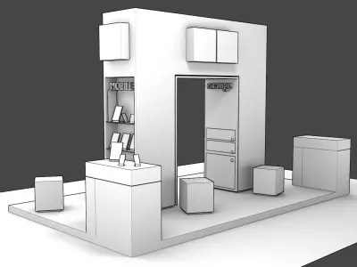 Orange Mobile exhibition display stand for trade show 3D model