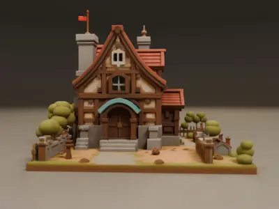 medieval house 3D print model 16