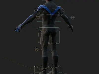 Nightwing 3D Model Jim Lee Fully Rigged PBR FBX Blender OBJ Low-poly 3D model