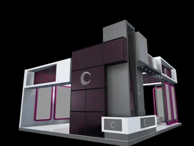 exhibition stall design 12 x 08  3 side open Low-poly 3D model
