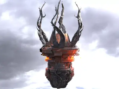 Hydra Cthulhu octopus Tower Low-poly 3D model