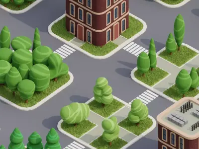 3D Asset - Low-poly stylized trees set Low-poly 3D model