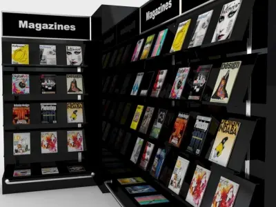 modular magazine shelf for book shop 3D model