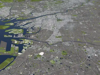 Osaka Japan 50x50km 3D model