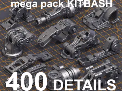 Mega Pack Hard Surface Kitbash 400 DETAILS 3D model